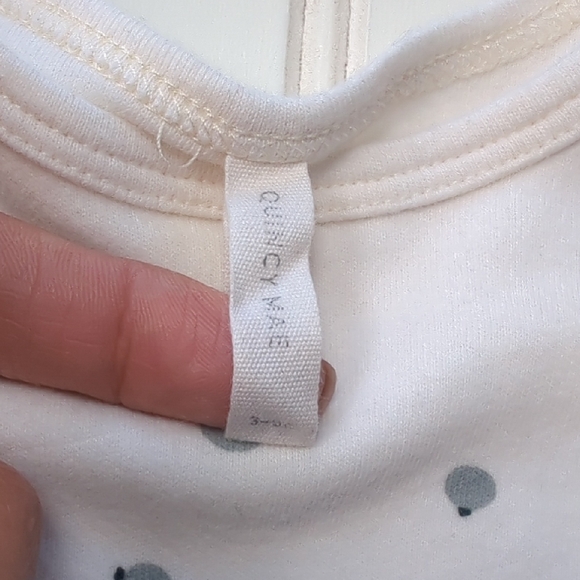 Quincy Mae Long Sleeve Shirt - Cream with Gray Fruit Print - Picture 2 of 4